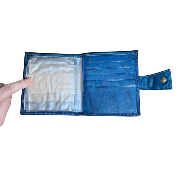 VTG Soft Blue Leather Bifold Wallet Frame Coin Pouch Ranchero Cowhide Women NWOT - Picture 5 of 10